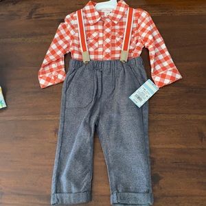 Cat & Jack Orange Plaid and grey pants